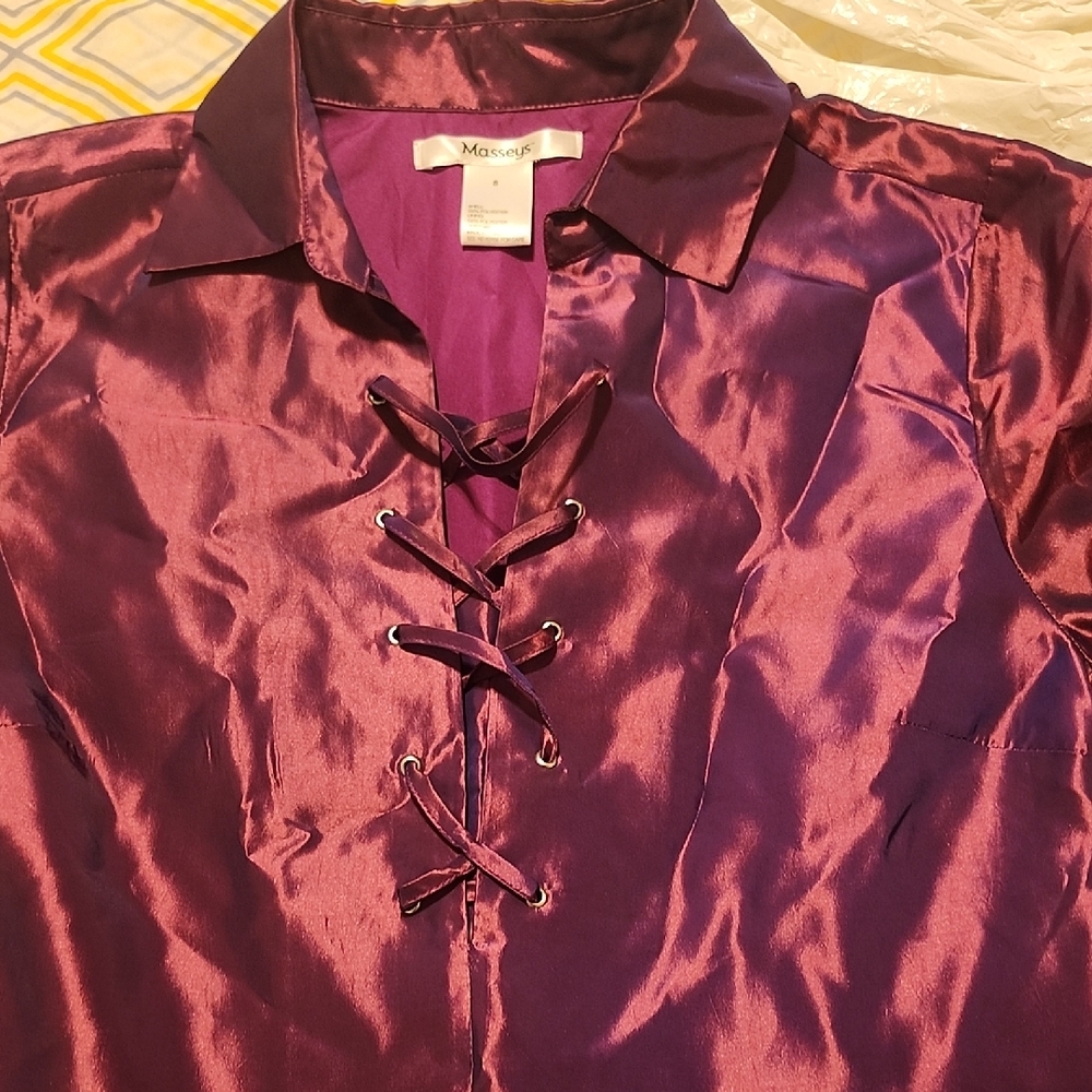 Maggy London Purple Satin Lace-Up Dress